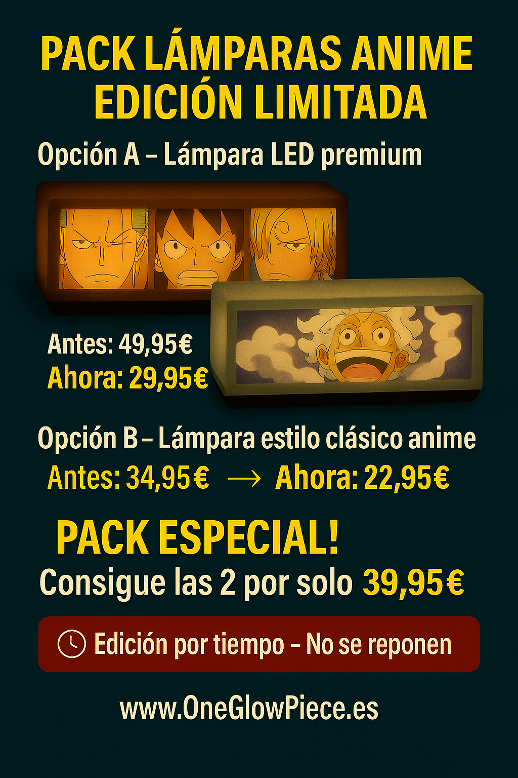 PACK Lámpara 3D de One Piece con diferentes estilos